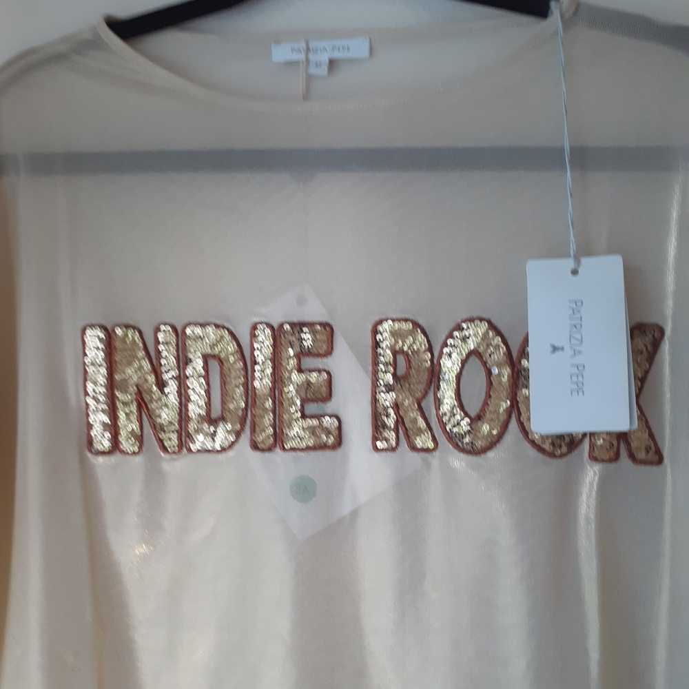 Indie Rock cream & metallic gold shimmering shirt